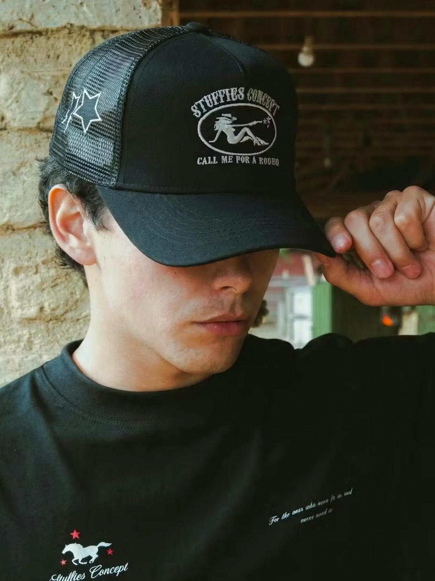 Three Stars Trucker Hat Black