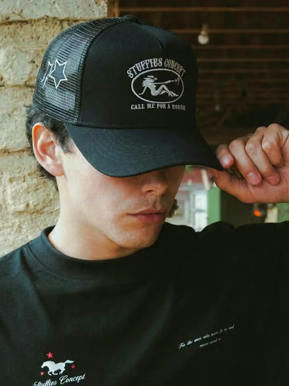 Three Stars Trucker Hat Black